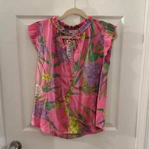 Current Air Pink and Green Floral Top